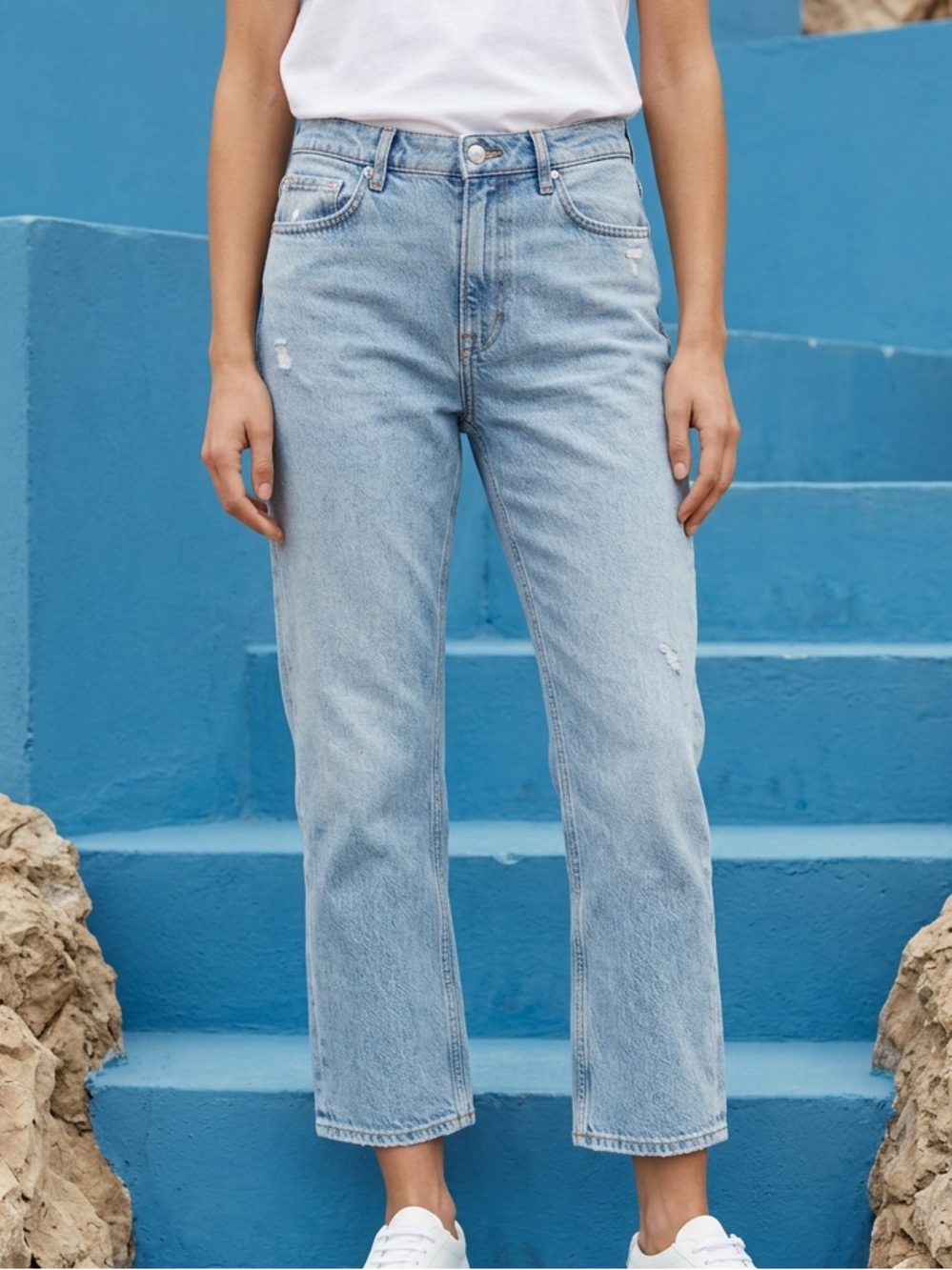 Citizens of Humanity Denim Designer Washed Cropped Distressed Wide Leg-30